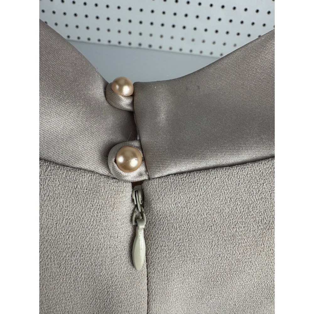VTG 90s Minimalist Column Dress Beaded Frog Closure Mandarin Collar 12 - Picture 14 of 14